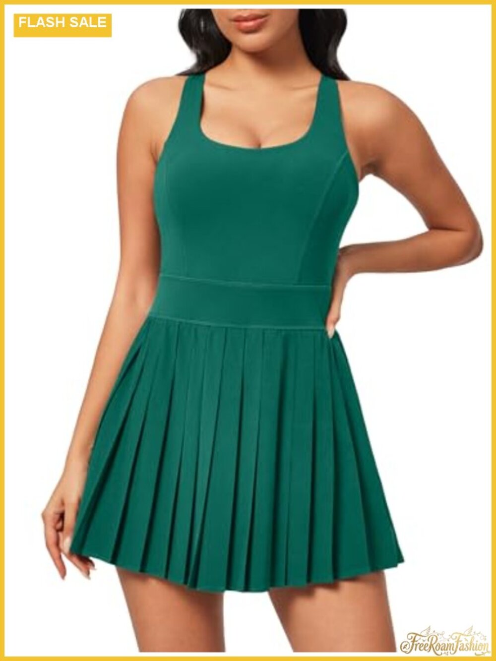 Athletic Tennis Dress for Women with Built-in Bra Shorts and Pockets Quick-Dry